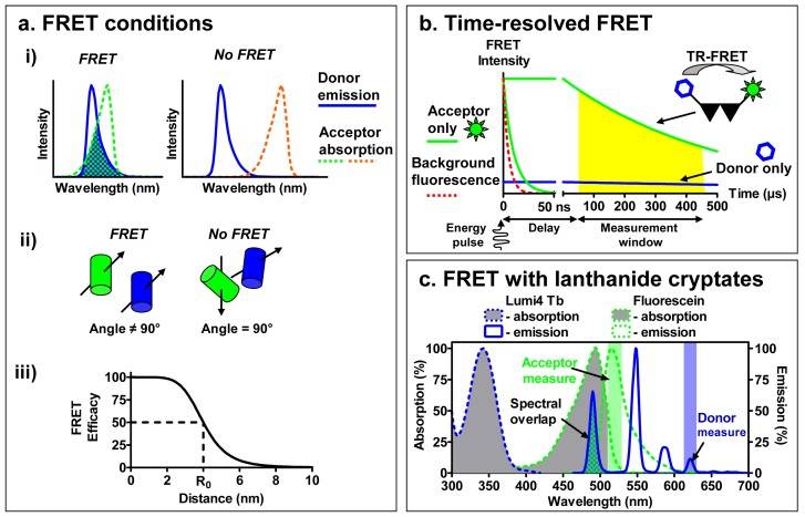 TR-FRET principle showing delayed donor excitation and proximity-dependent acceptor emission