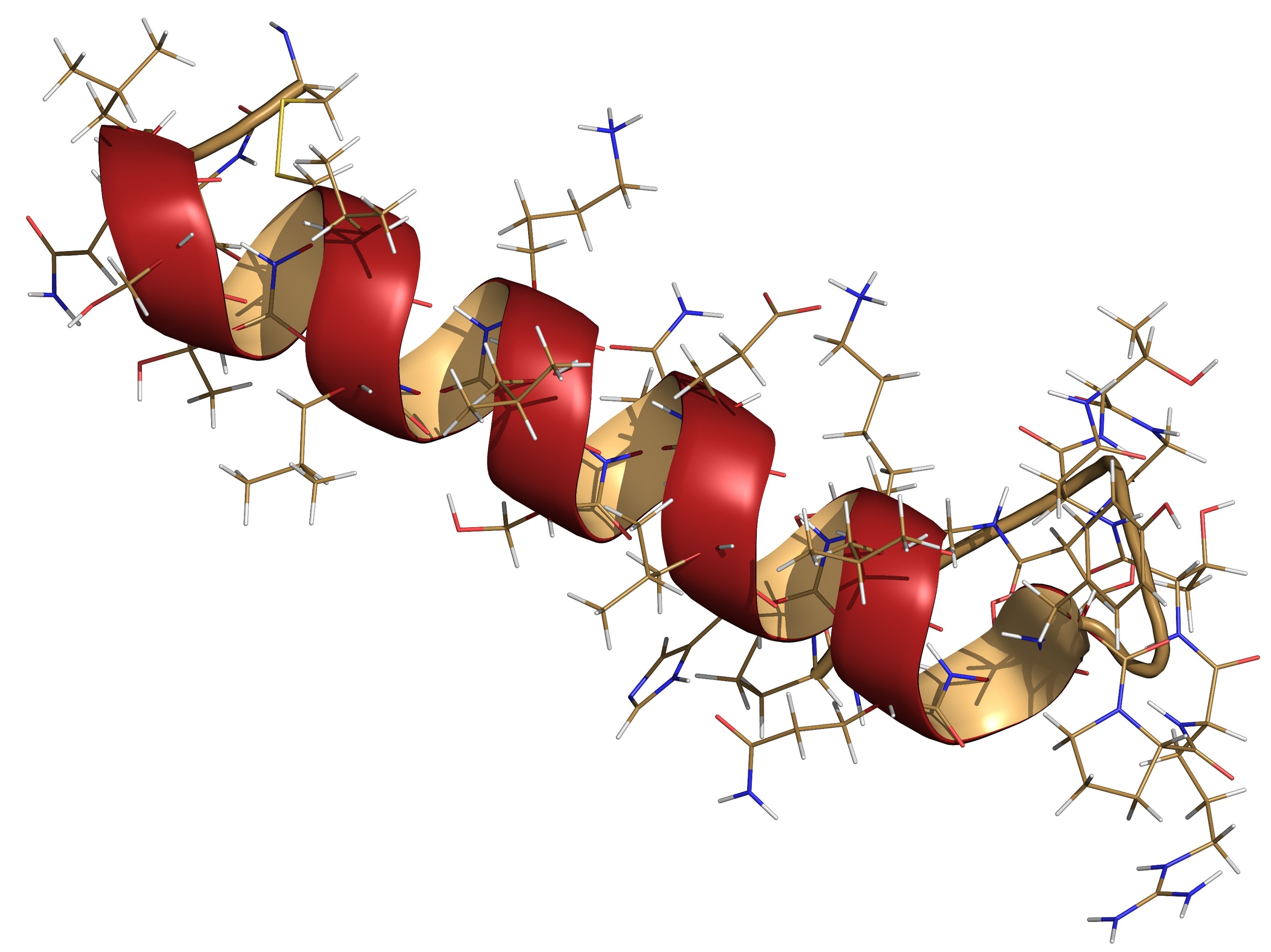 Chemical structure of salmon calcitonin peptide hormone drug.