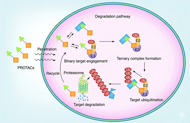 Degradation pathway for proteolysis targeting chimeras